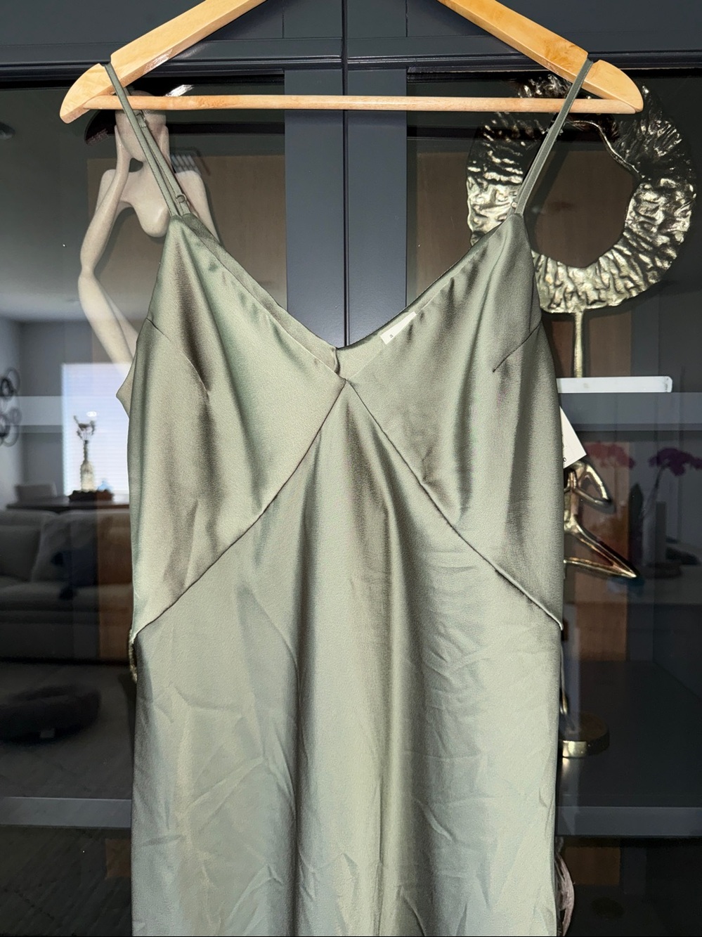 a new day Olive Green Satin Midi Slip Dress - Picture 2 of 7